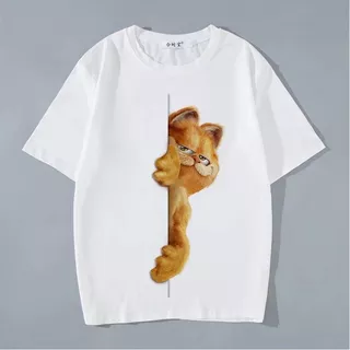 เสื้อยืดแขนสั้น สกรีนลายแมว สีขาว ES416-ES420