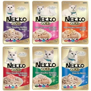 [ยกโหล/70gx12ซอง] ถูกที่สุด!! Nekko Gold 6 สูตรอาหารเปียกแมว ในเนื้อ Jelly/Gravy