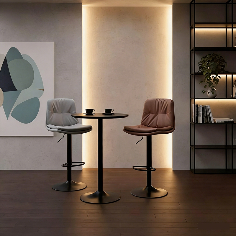 IEasy เก้าอี้ เก้าอี้บาร์ 38.5x79.5CM ปรับความสูงได้ มีพนักพิงหลัง ทำจากฟองน้ำ หนัง PU ขาเหล็ก - รูปที่ 4