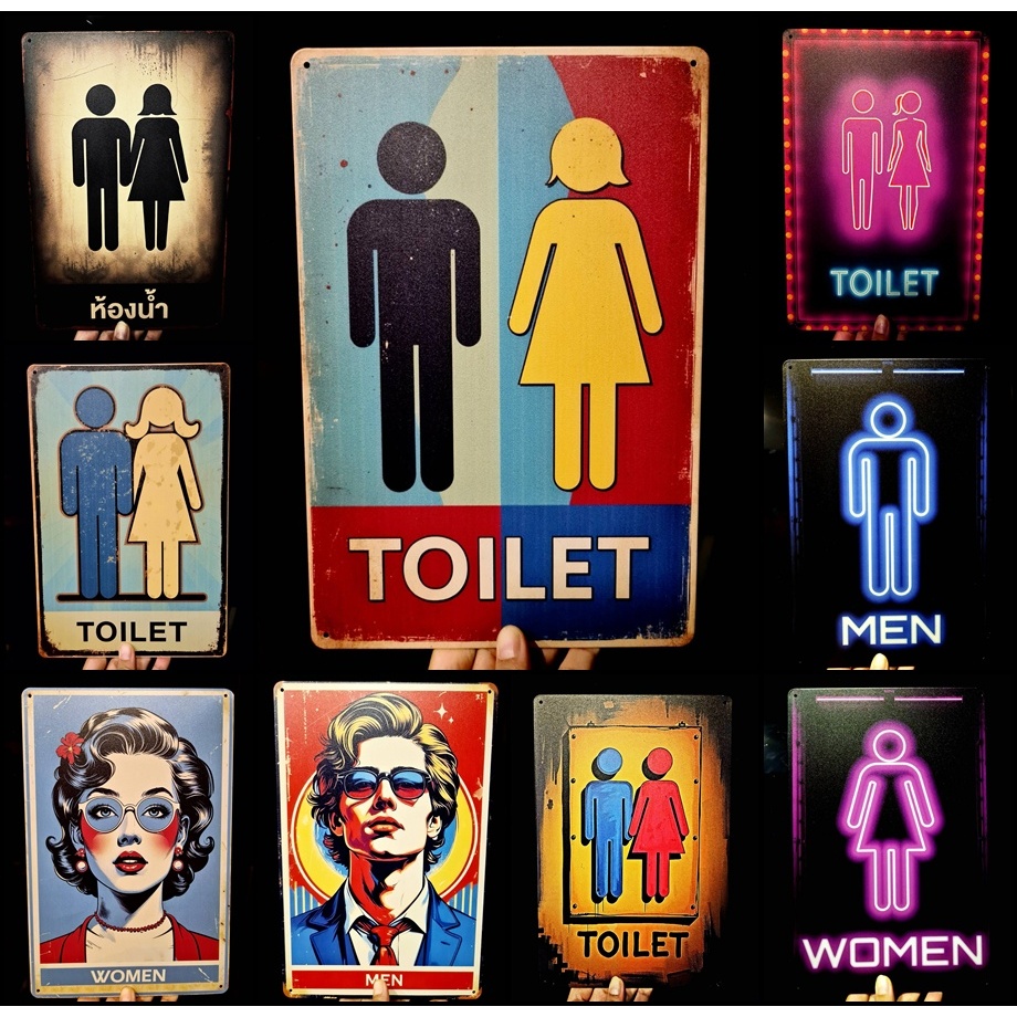 👩พร้อมส่ง👨ป้ายสังกะสี ห้องน้ำ 20x30 ซม. ตกแต่งผนัง (ออกบิล VAT ได้) - รูปที่ 2