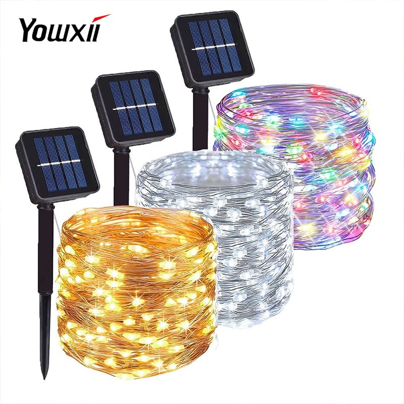 YOWXII ไฟตกแต่งโซล่าเซลล์ LED 300 พลังงานแสงอาทิตย์ สําหรับตกแต่งสวน ลานต้นคริสต์มาส ปาร์ตี้ สวน