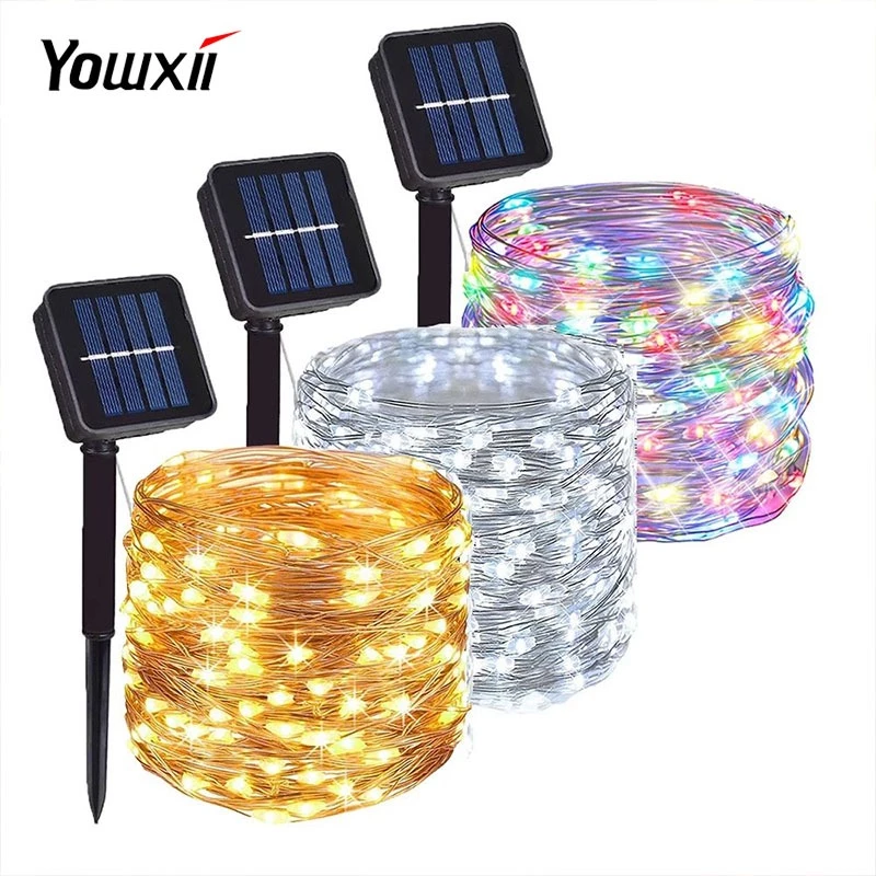 YOWXII ไฟตกแต่งโซล่าเซลล์ LED 300 พลังงานแสงอาทิตย์ สําหรับตกแต่งสวน ลานต้นคริสต์มาส ปาร์ตี้ สวน