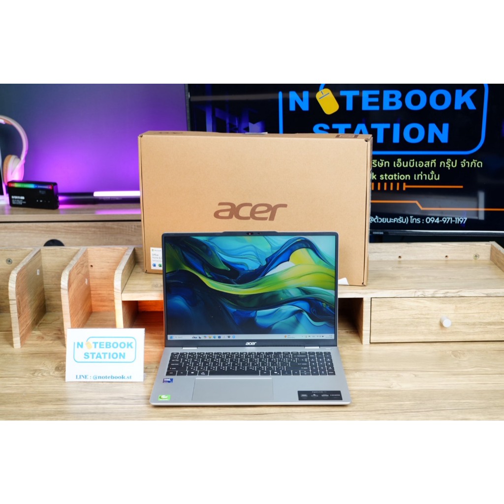 Acer Aspire Lite 16 IntelCoreUltra5-125H Ram16 SSD512 15.6 FHD IPS สเปคสูง มีAIBoost ทำงานเก่ง ตัวเค