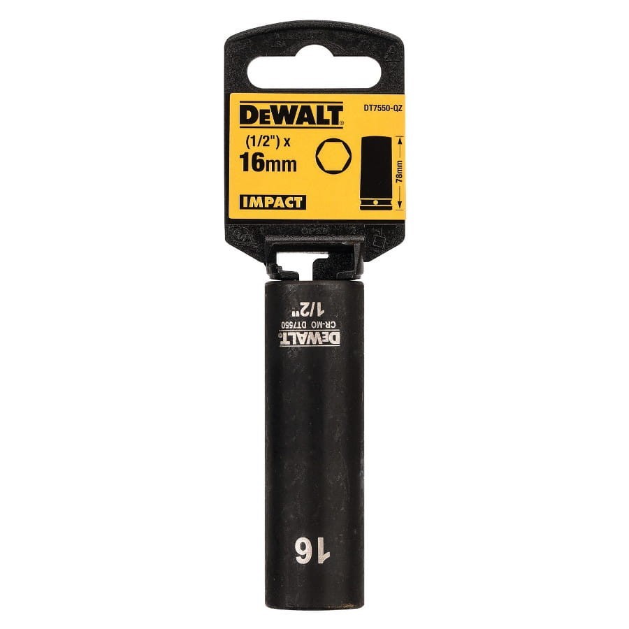 DEWALT ลูกบ๊อกซ์ยาว 1/2 นิ้ว(4 หุน) ขนาด 16 มม. รุ่น DT7550-QZ ของแท้100%