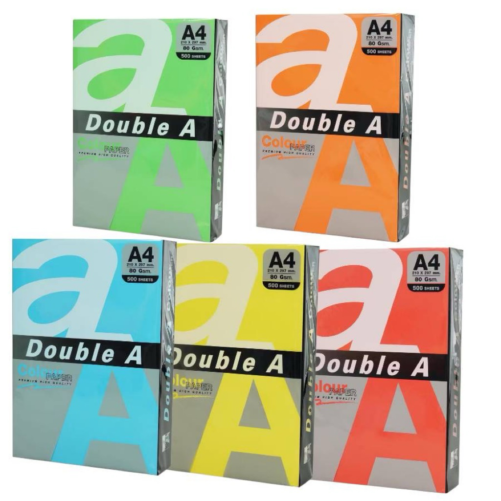 [ออกใบกำกับภาษีได้] Double A กระดาษสี A4 หนา 80 แกรม สีเข้ม จำนวน 500 แผ่น 1 รีม