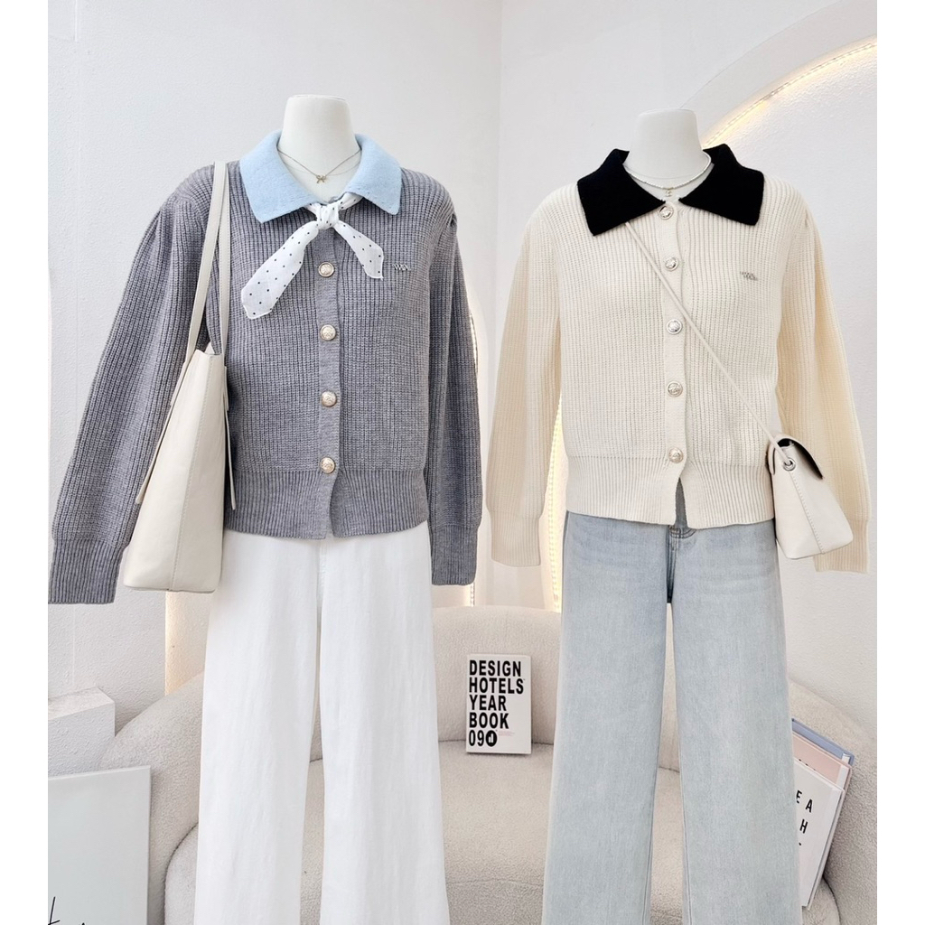 WA YA เสื้อคาดิแกนไหมพรม กระดุมหน้า (2)