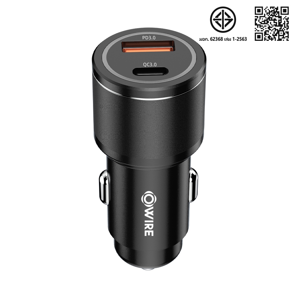 OWIRE ที่ชาร์จในรถ Car Charger PD 38W ชาร์จเร็ว Type C หัวชาร์จในรถ รองรับ QC 3.0 + PD20W 2ช่อง usb