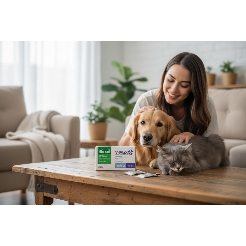 V-Max Bio Gut 20g. ปรับสมดุลทางเดินอาหาร สำหรับหมาแมวท้องเสีย (1กล่อง มี10เม็ด)