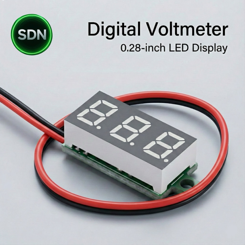โมดูลมิเตอร์ดิจิทัล 0.28 นิ้ว วัดแรงดันไฟฟ้า DC พร้อมหน้าจอ LED หลากสี