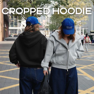 👉 พร้อมส่ง ✅ HUEGAH Cropped Hoodie เสื้อหนาวมีฮู้ด ทรงครอป ไซซ์ใหญ่