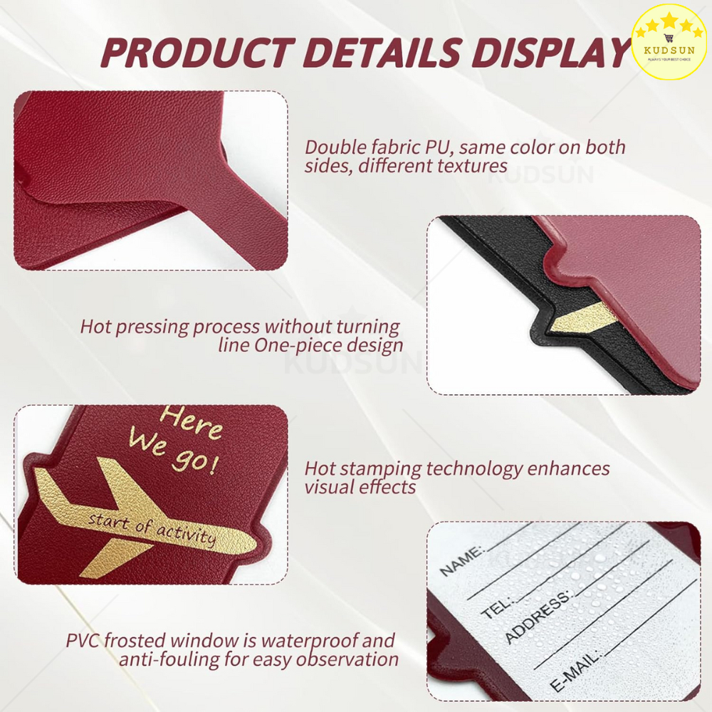 KUDSUN ป้ายชื่อ ป้ายแท็ก Luggage Tag ป้ายห้อย กระเป๋าเดินทาง Tag กระเป๋า สำหรับท่องเที่ยว travel PU - รูปที่ 5