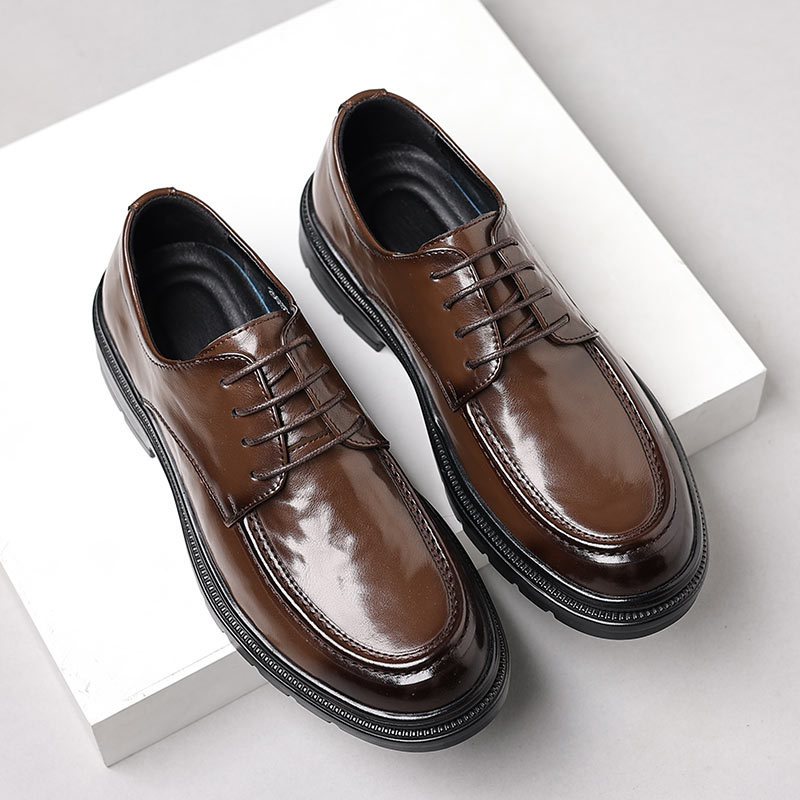 รองเท้าหนังสีน้ำตาล Derby Brown หนังแท้ นิ่ม พื้นหนา รองเท้าหนังคุณภาพ เข้ารูปเท้าทรงสวย DB