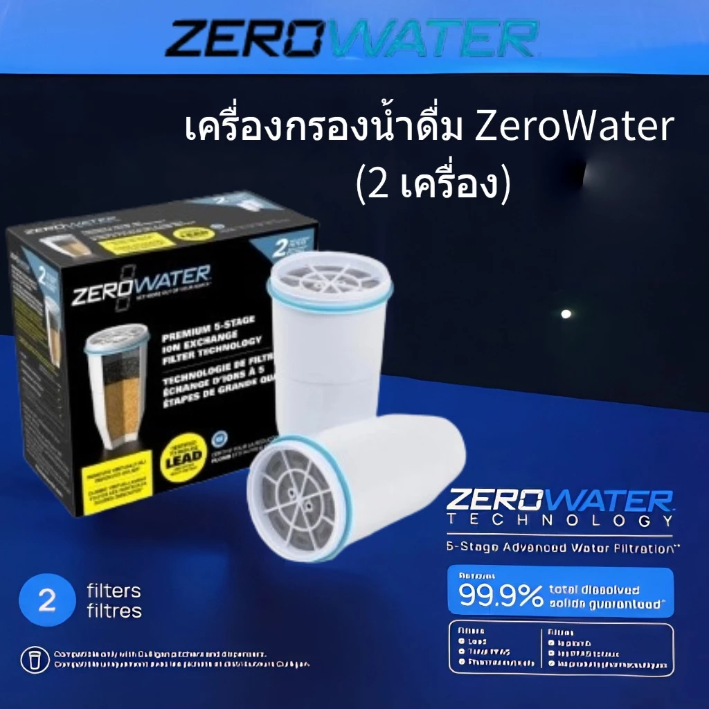 ZeroWater มาพร้อมกับไส้กรองแบบเปลี่ยนได้ 2 ชิ้นเพื่อกรองสิ่งสกปรกออกจากน้ำ