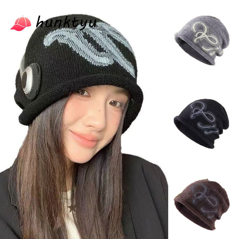 COD💕 หมวกไหมพรมแฟชั่นผู้หญิง ขอบม้วน ทรงซ้อน กันหนาวอบอุ่นกันลม ทันสมัย