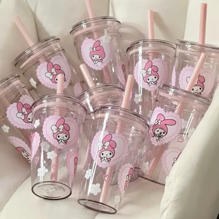 แก้วน้ำพกพา แก้วน้ำสุญญากาศ วัสดุTritan (พร้อมฝา+หลอด) 450ml-500ml ลายการ์ตูนน่ารัก พร้อมส่ง