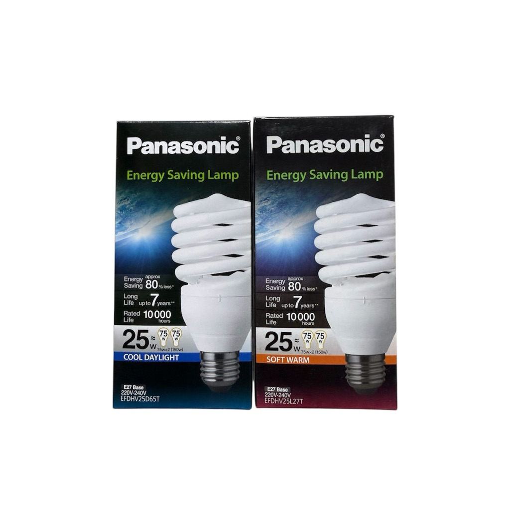 Panasonic หลอดประหยัดไฟ 25W ขั้ว E27 | แสงขาว Cool Daylight / แสงส้ม Soft Warm | ประหยัดไฟ 80% อายุการใช้งานยาว