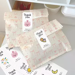 สติ๊กเกอร์ขอบคุณ ติดแก้ว ถุง ติดกล่อง สี่เหลี่ยมผืนผ้า 100ดวง sticker thankyou A33