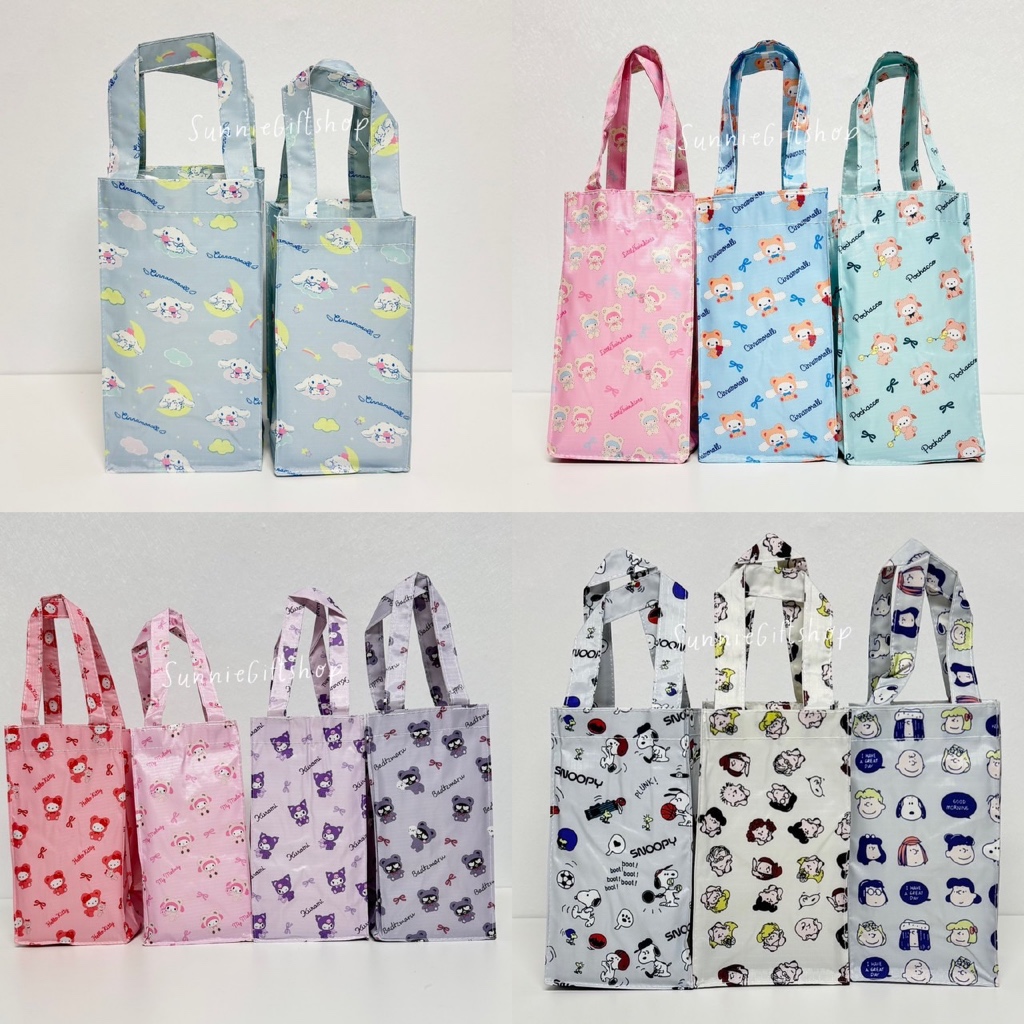 กระเป๋าถือทรงสูงกันน้ำ มีฐานรอง ใส่แก้ว ลายสวย ลายชุด2