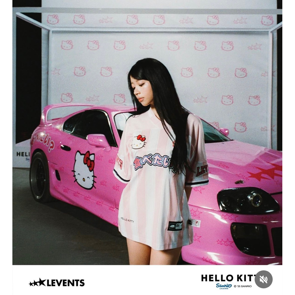 Levents® x Hello Kitty | Striped Oversized Jersey Tee/ Pink