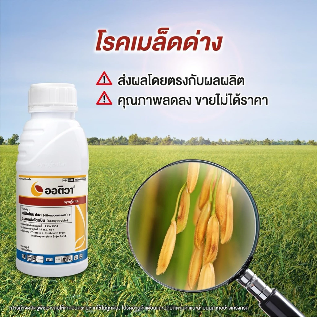 ออติวา ไดฟีโนโคนาโซล(difenoconazole)+อะซอกซีสโตรบิน(azoxystrobin)สารป้องกันกำจัดเชื้อราในนาข้าว