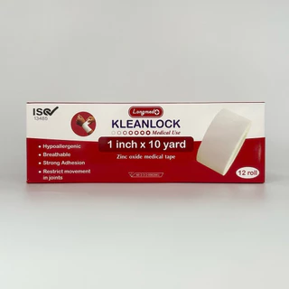 Kleanlock เทปล๊อค 1นิ้ว*10หลา (12ม้วน/กล่อง)และ 2นิ้ว*10หลา (6ม้วน/กล่อง) ล๊อคข้อเท้า ข้อมือ เทปผ้าล๊อค longmed ม้วน