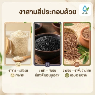 งาสามสีคั่วบด สูตรสมดุล 100g/250g | งาขาว งาดำ งาม่อน | คั่วสุก บดละเอียด พร้อมรับประทาน