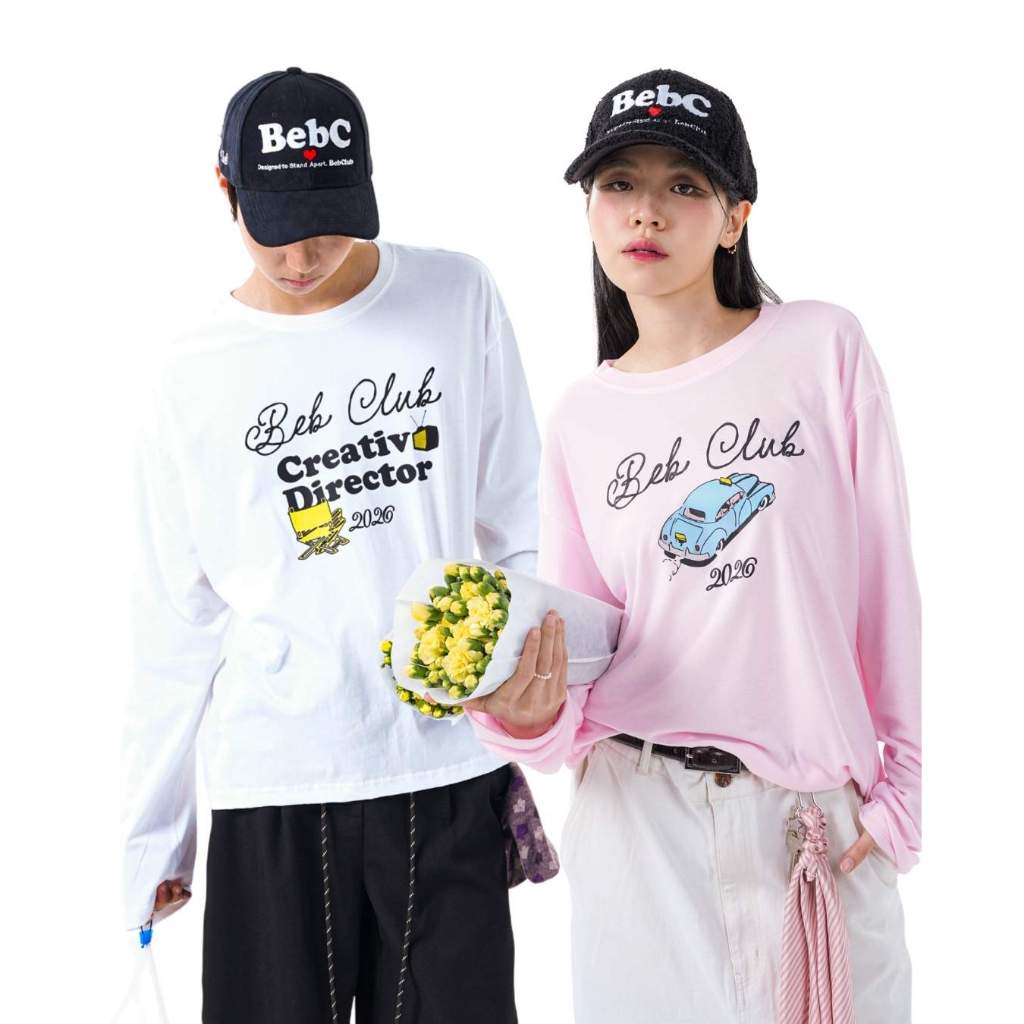 BEB CLUB 25 HOLIDAY LONG SLEEVES SHIRT เสื้อยืดแขนยาวสีขาว/ชมพูเบ็บคลับ