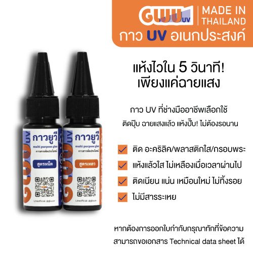 กาวยูวี UV Glue กาวใสติดพลาสติกใส งาน DIY แห้งไวใน 5-10 วิ ไร้สารระเหย (30ml) [ส่งจากไทย]