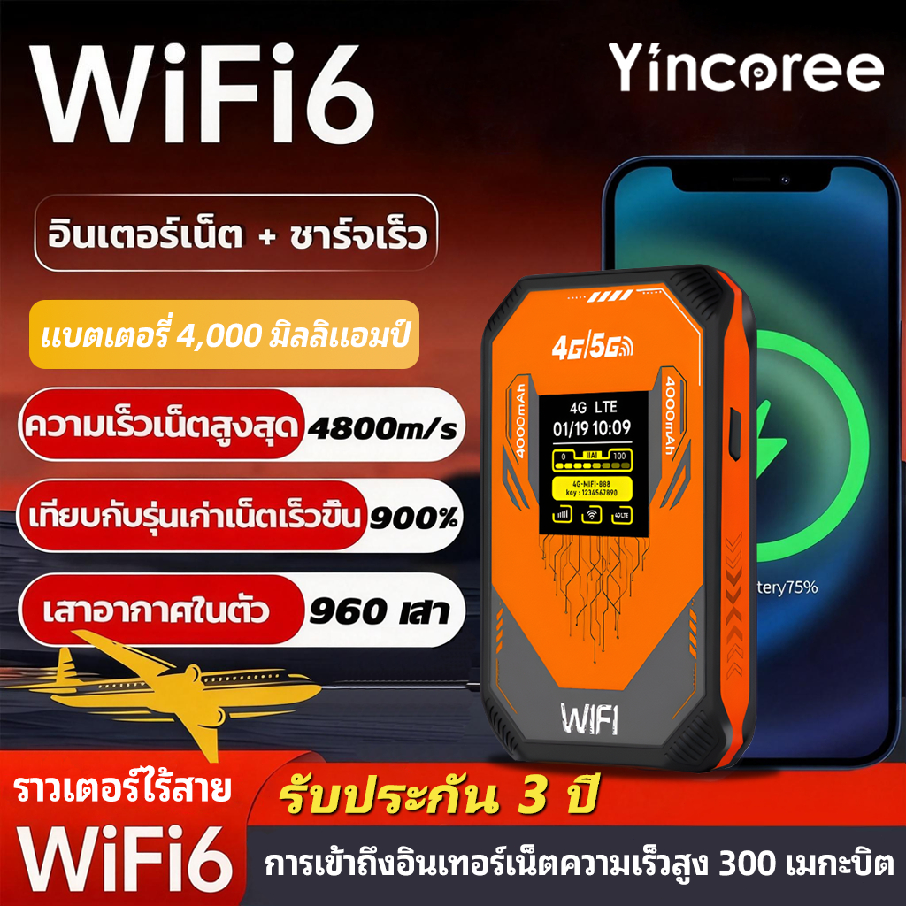 【รับประกัน 3 ปี】A51 ไวไฟพกพา Pocket WiFi 5G ไวไฟพกพาใส่ซิม 300Mbps Pocket WiFi 4G ไวไฟพกพา รองรับทุก