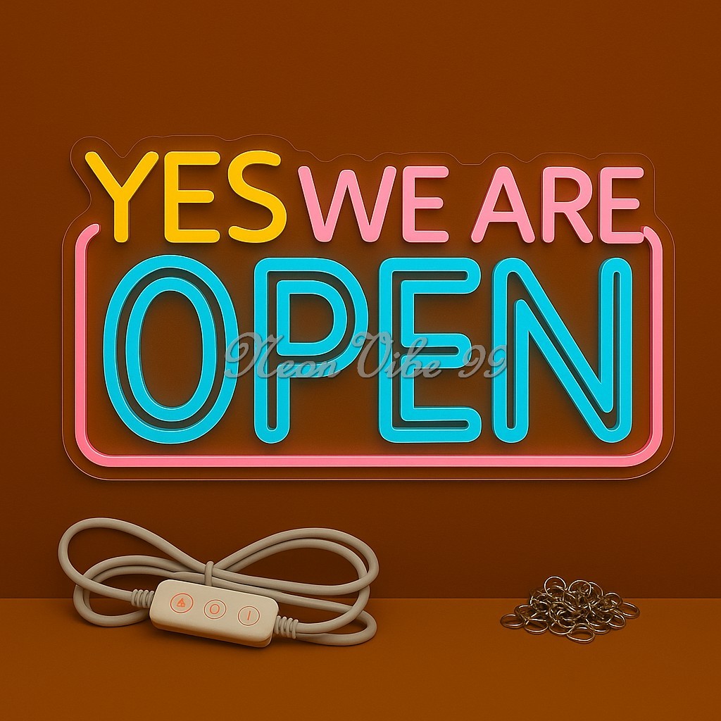 ป้ายไฟนีออน LED YES WE ARE OPEN USB ไฟเปิดร้าน แขวนหน้าร้าน Neon LED Open