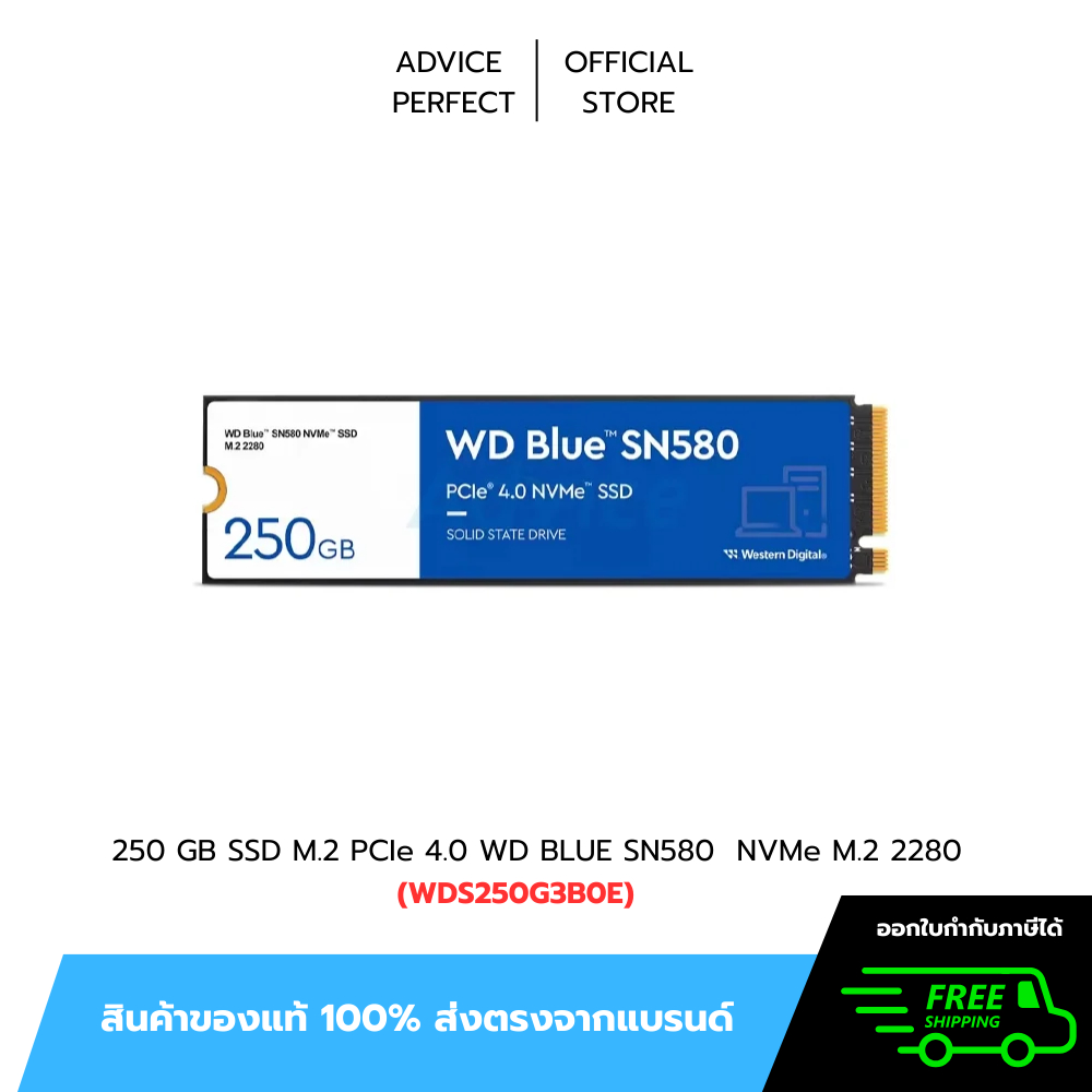 250 GB SSD M.2 PCIe 4.0 WD BLUE SN580 (WDS250G3B0E) NVMe M.2 2280