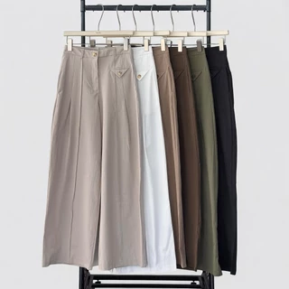 Atipashop - MODERN PANTS (#7235) กางเกงขายาว เอวสูง ดีเทลจีบหน้า ผ้าพรีเที่ยม สีพื้น มีหลายสี