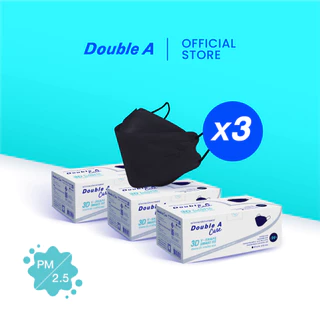 [3 กล่อง 3D] Double A Care หน้ากากอนามัยทางการแพทย์ 3D V-SHAPE 50 ชิ้น/กล่อง จำหน่าย 3 กล่อง