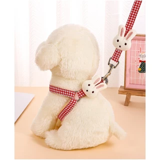 domdompet สายจูงสำหรับสัตว์เลี้ยง สายจูงลายกระต่ายน่ารัก สายจูงหมา เเมว