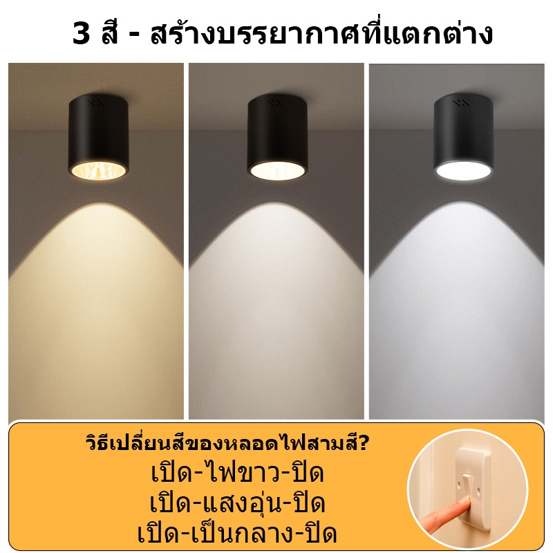 3สี ไฟดาวน์ไลท์โคมไฟติดลอย 3.5นิ้ว 4นิ้ว 5นิ้ว โคมไฟเพดาน หลอดไฟ E27 ที่สามารถถอดเปลี่ยนได้ ดาวน์ไลท์โคมไฟติดลอย - รูปที่ 2