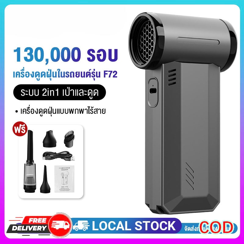 พัดลมอเนกประสงค์ พลังเจ็ท GXZ-F72/F208 Handheld fan 130000RPM 2ระบบ 2 in 1 ดูดและเป่า