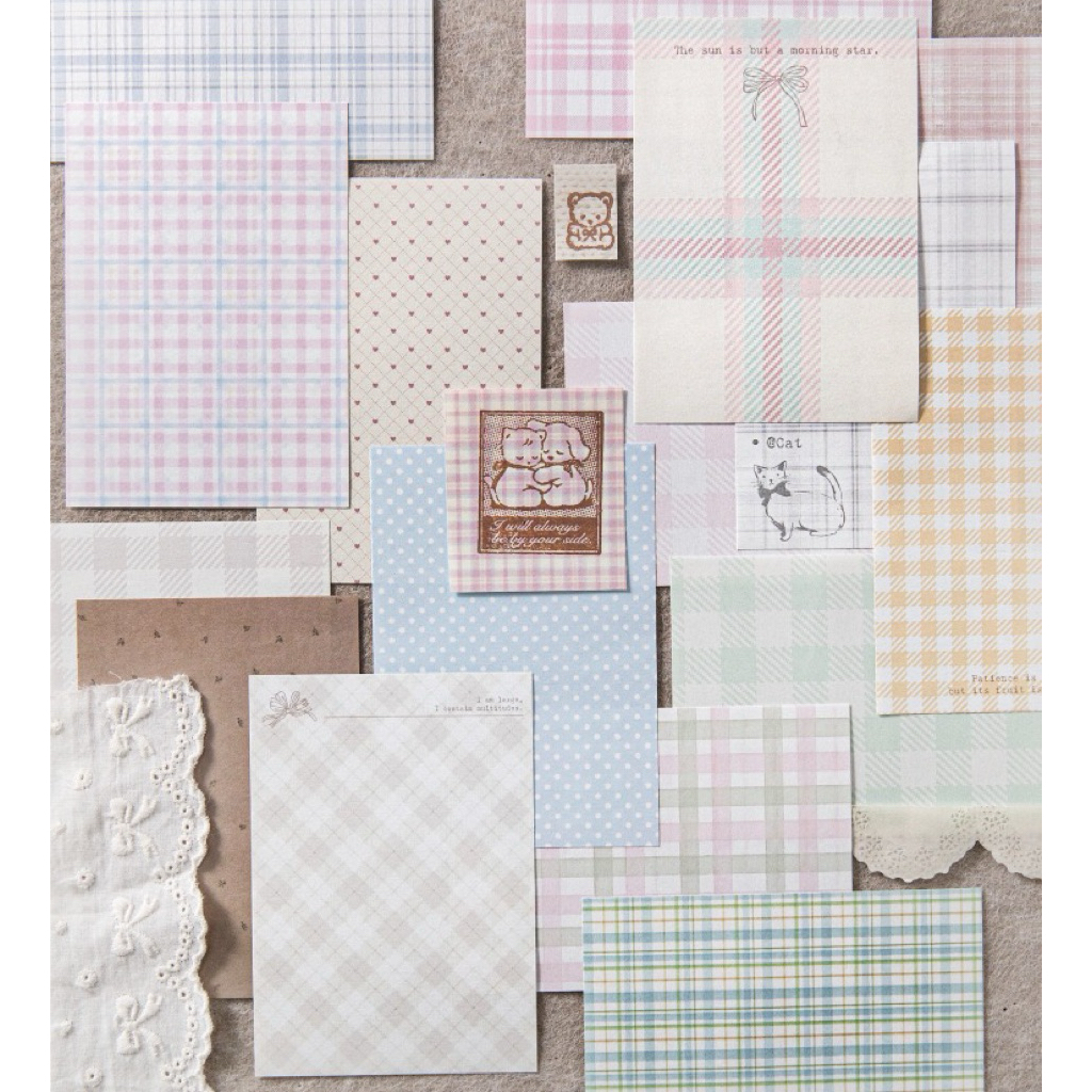 [พร้อมส่ง] กระดาษลายตารางDIY 50 แผ่น ลายตารางแบบเรโทร กระดาษตกแต่งสไตล์เรโทร