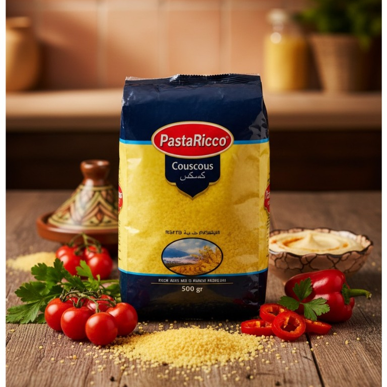 คูสคูส Pasta Ricco Couscous pasta พาสต้า ชนิดเม็ดเล็ก ขนาด 500 กรัม