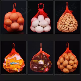 100 ชิ้น 40cm ถุงตาข่ายใส่อาหาร ถุงบรรจุกระเทียม ถุงตาข่ายบรรจุไข่ ถุงตาข่ายระบายอากาศ แพ็ค พร้อมตัวล็อค ตาข่ายพลาสติก