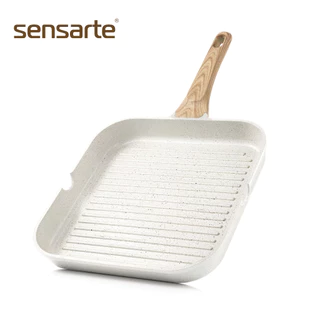 SENSARTE กระทะอายุยืน กระทะย่างเคลือบกันติด Non-Stick ปราศจากสารเคมี ใช้ได้กับเตาทุกประเภท ขนาด 28 ซม.