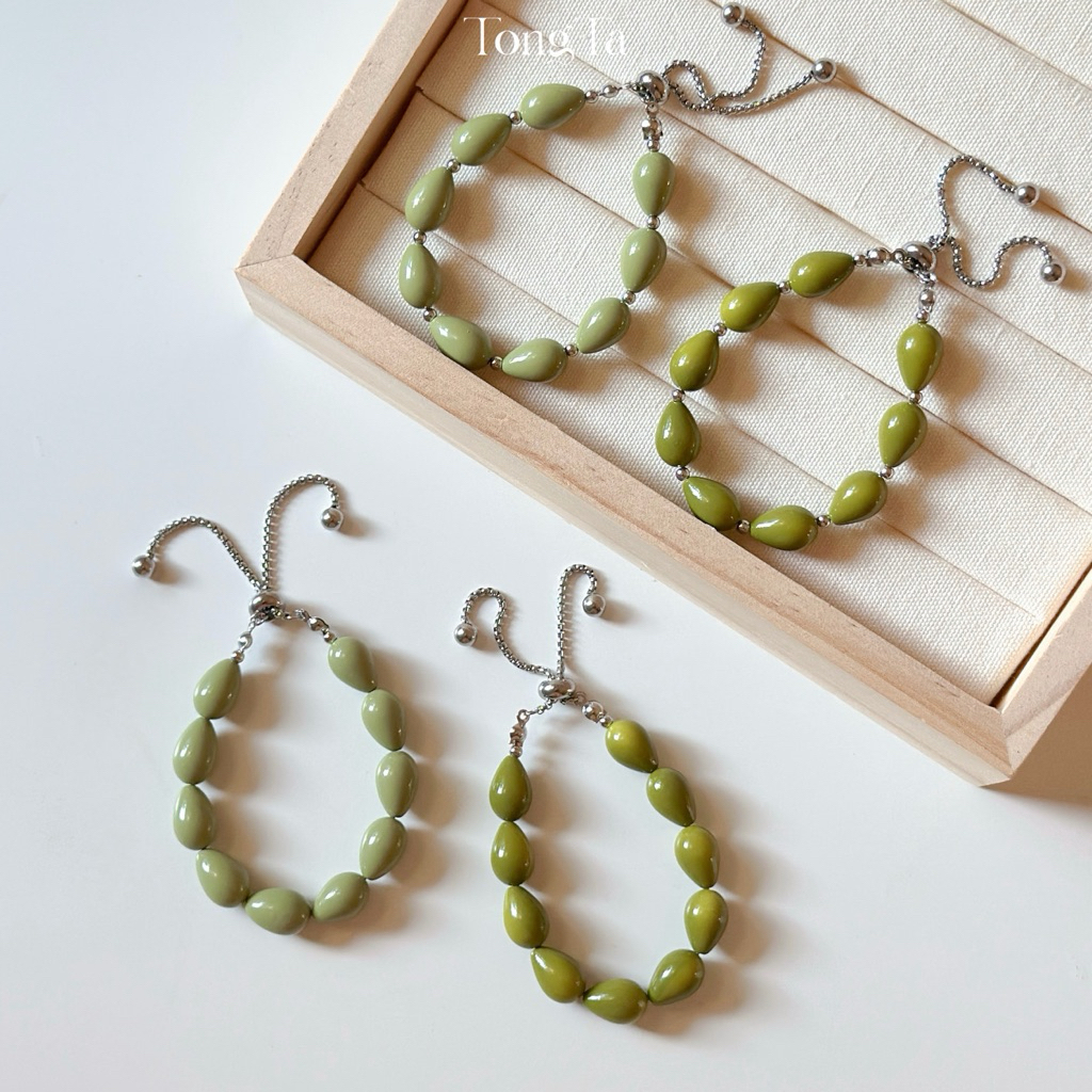 สร้อยข้อมือ olive 🫒 ทรงหยดน้ำ | (พร้อมส่ง) TongTa.store