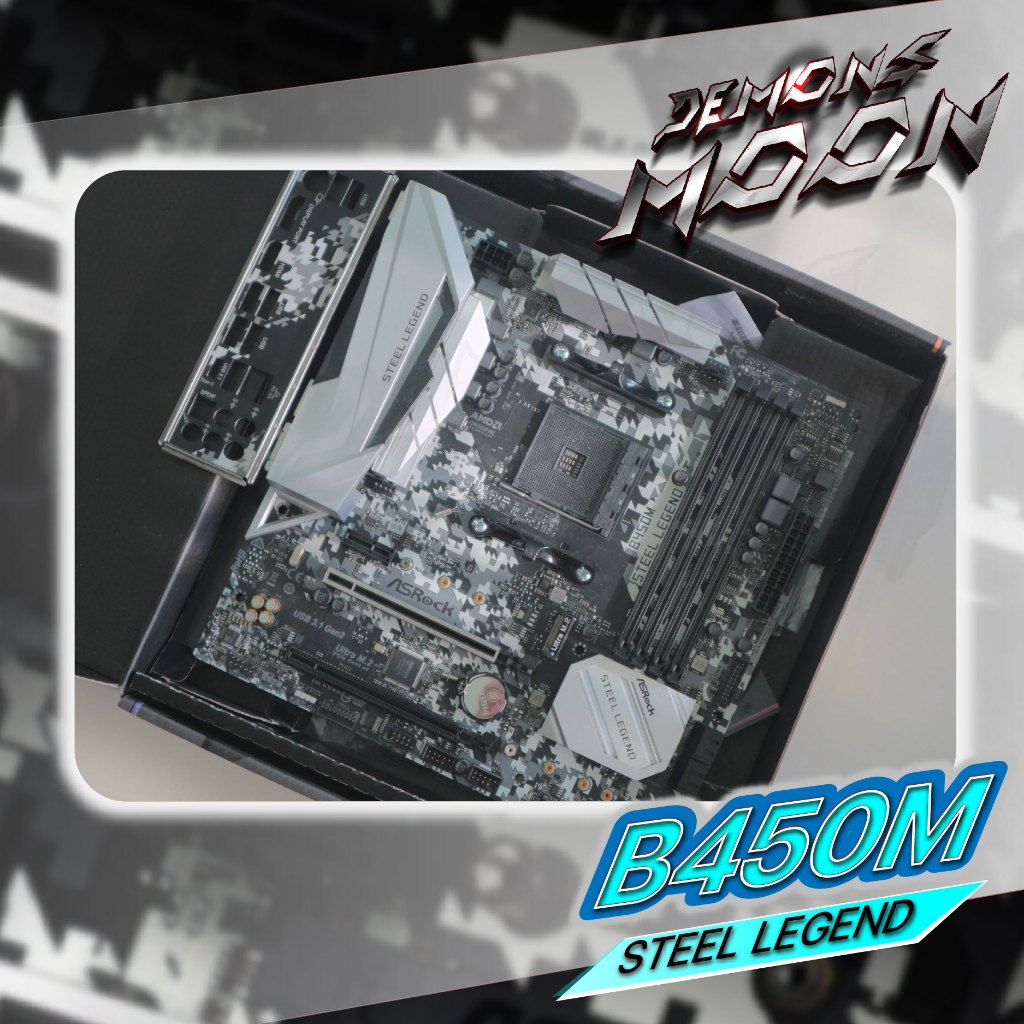 B450M Steel Legend  AMD ซ็อกเก็ต AM4 Ryzen (เมนบอร์ด asrock มือสอง)+ ประกัน demons moon 7 วัน