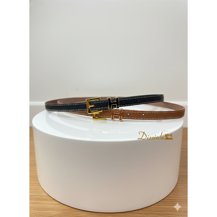 ฺB09- เข็มขัดหนังแฟชั่น หัวโลหะตัว H เรียบหรูสาวอวบ
