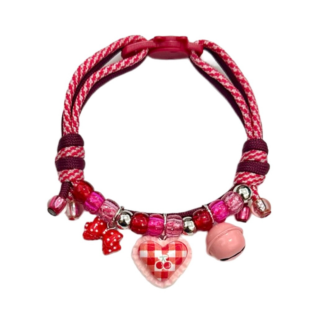 Happy Valentine's Day วาเลนไทน์ มาแล้ว ปลอกคอน้องแมว รอบคอจริง 20-30 cm รูดขยายปรับขนาดได้ มีตัวล้อคนิรภัย 330