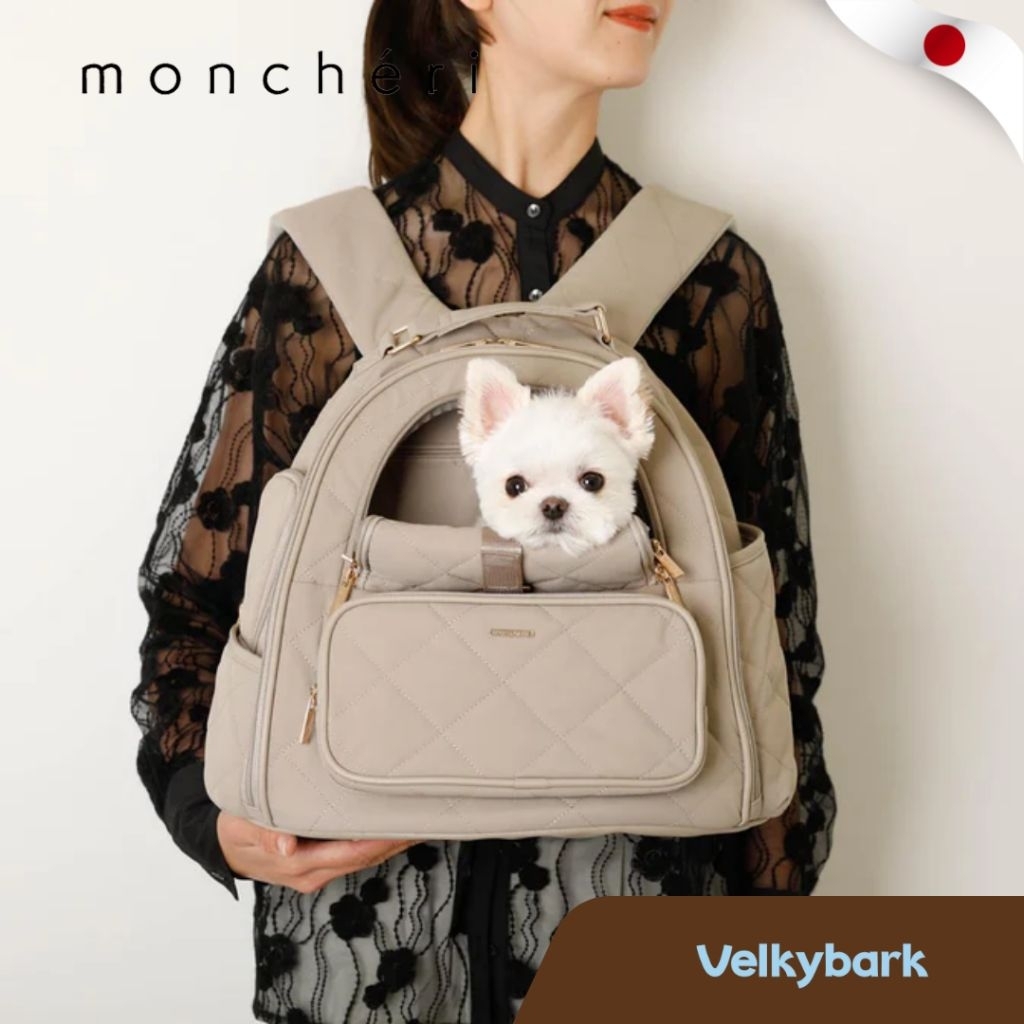 VELKYBARK [พร้อมส่ง] Moncheri 🇯🇵 กระเป๋าเป้ทรงโดมสำหรับสัตว์เลี้ยง ญี่ปุ่น มินิมอล กระเป๋าสุนัข กระเป๋าแมว