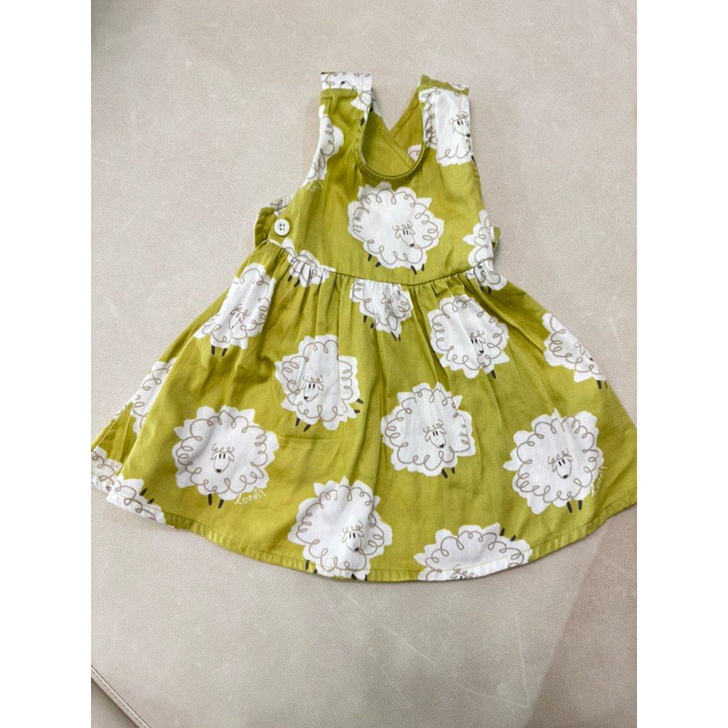 ส่งต่อ Hay Day  Dress - Baby Lovett เดรสลายแกะสีเขียวอ่อน เบบี้โลเว็ต ไซด์ 3-6M สภาพดี