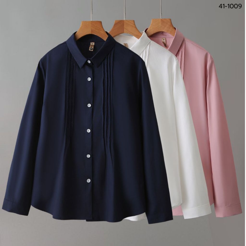 41-1009 เสื้อเชิ้ตทำงานแขนยาว Lady and the Trim อก 42-52 นิ้ว