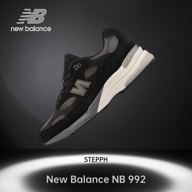 ของแท้ 100%-New Balance NB 992  M992BL black-gray  Low Sneakers