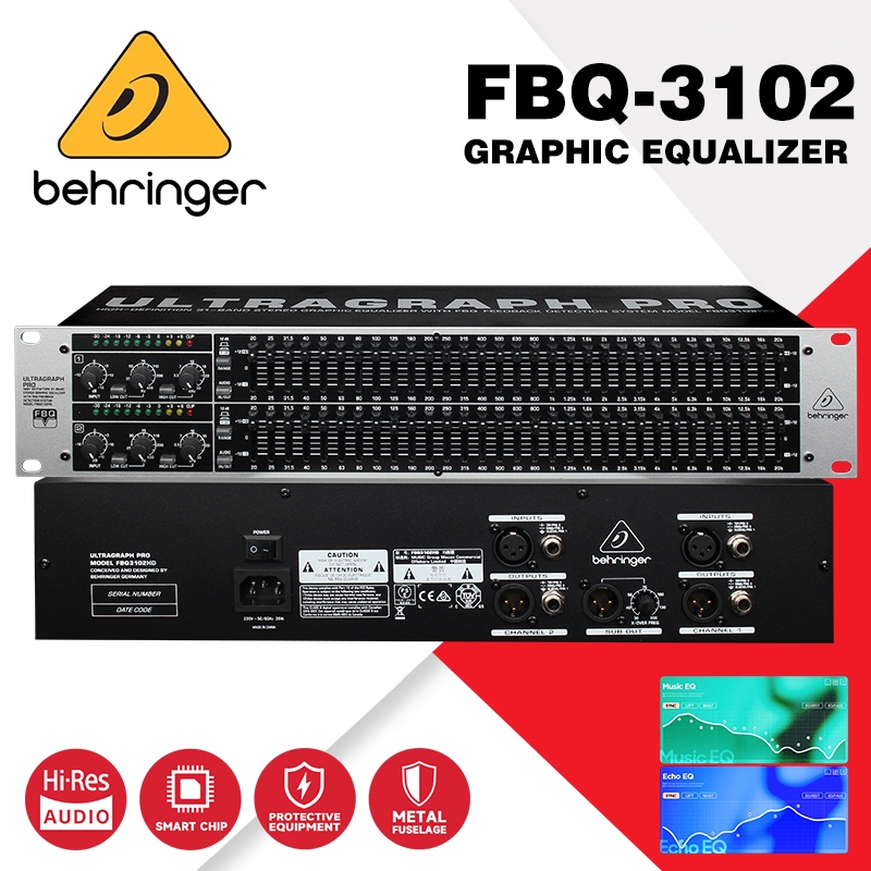 BEHRINGER FBQ3102HD 31 Segment Equalizer, ความถี่แยกที่ปลายเอาท์พุทเบสโมโนสามารถปรับได้เหมาะสำหรับทุ