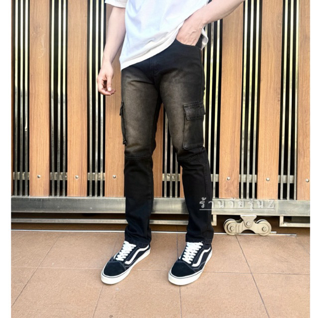 กางเกงยีนส์คาร์โก้กระบอกเล็กดีเทลใหม่(รุ่นR201)